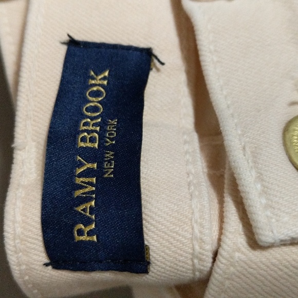Ramy Brook NY mid rise cream linen distressed jeans size 23 - Picture 3 of 12